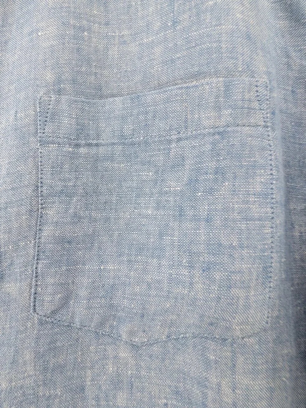 J Crew Mercantile 100% Linen Shirt Mens Size L Blue Pocket Classic Long Sleeves